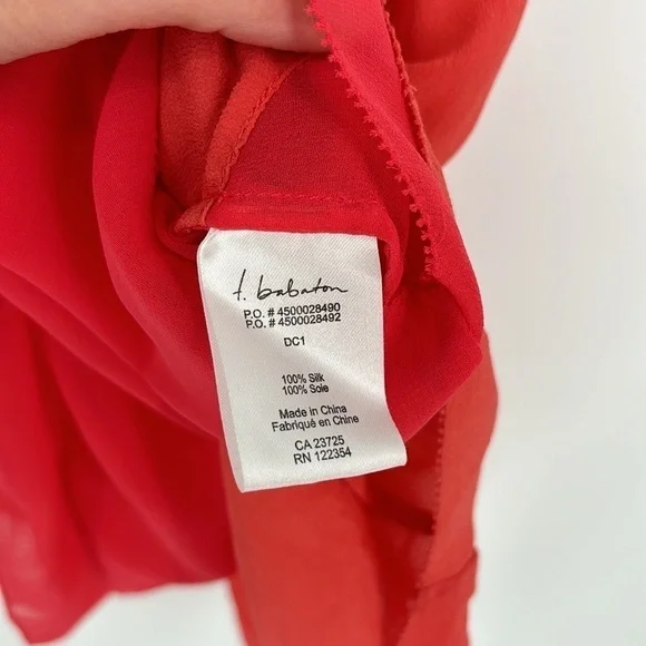 T. Babaton Aritzia 100% Silk Mini Dress With Pockets Women’s Size XS in Coral - Picture 6 of 11